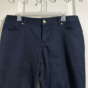 Tory Burch Women's Denim Jean Leggings Sz 32x30 Straight Leg High Rise Dark Wash